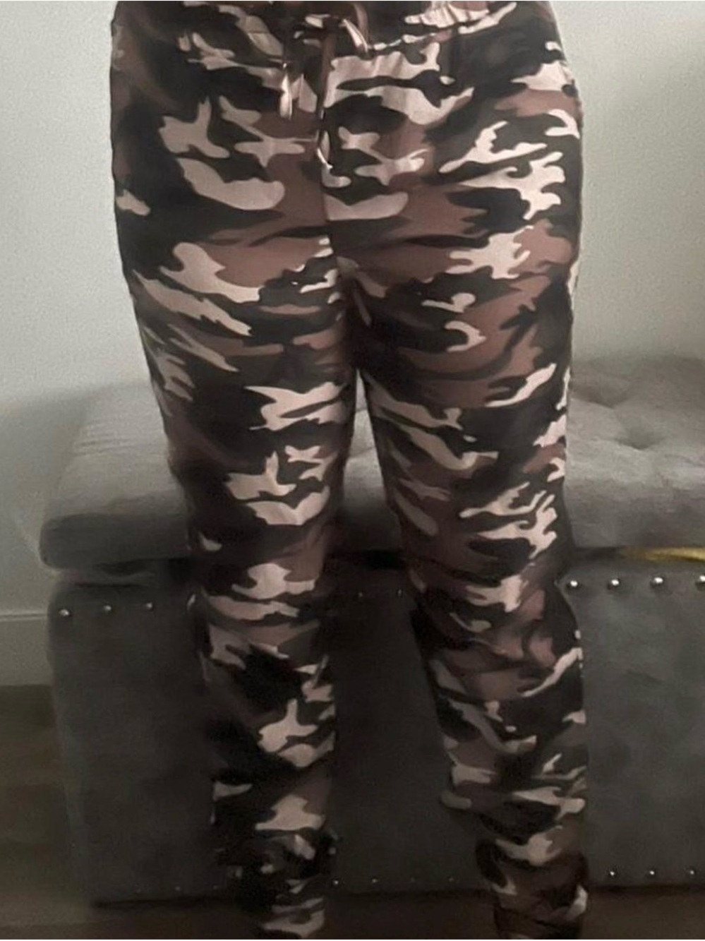 Women's Camo Cargo Jogger Pants - Brown & Black